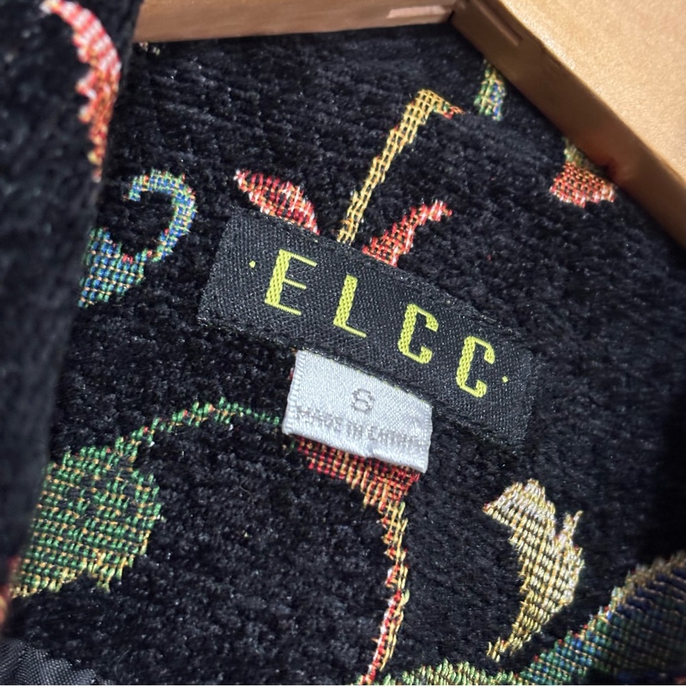 ELCC Vintage Tapestry Vest Size Small Velvet Floral Brocade Black Multicolor - Picture 5 of 7